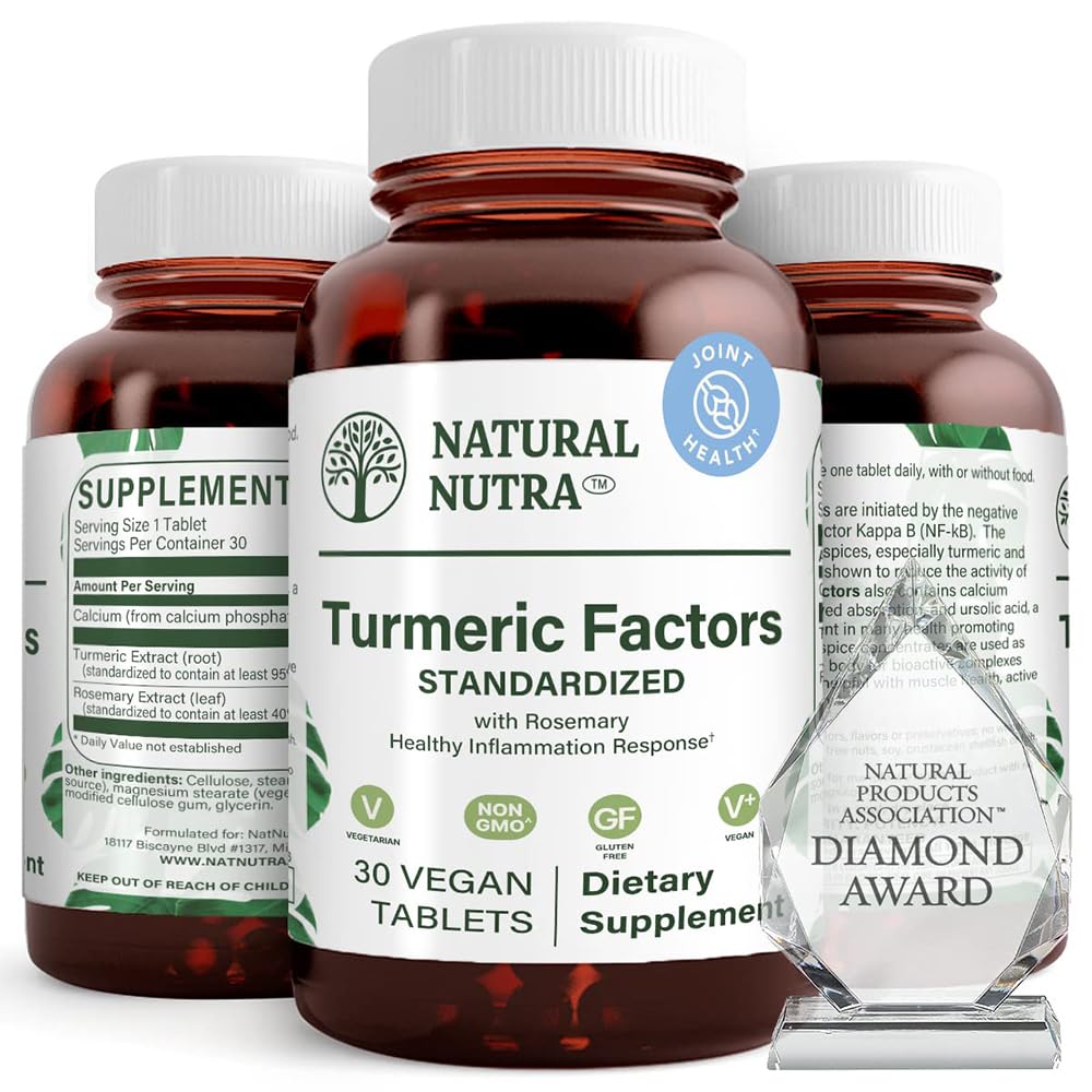 Natural Nutra Turmeric Curcumin with 95% Curcuminoids Extract, Rosemary, 350 mg, Tablets, 30 Count