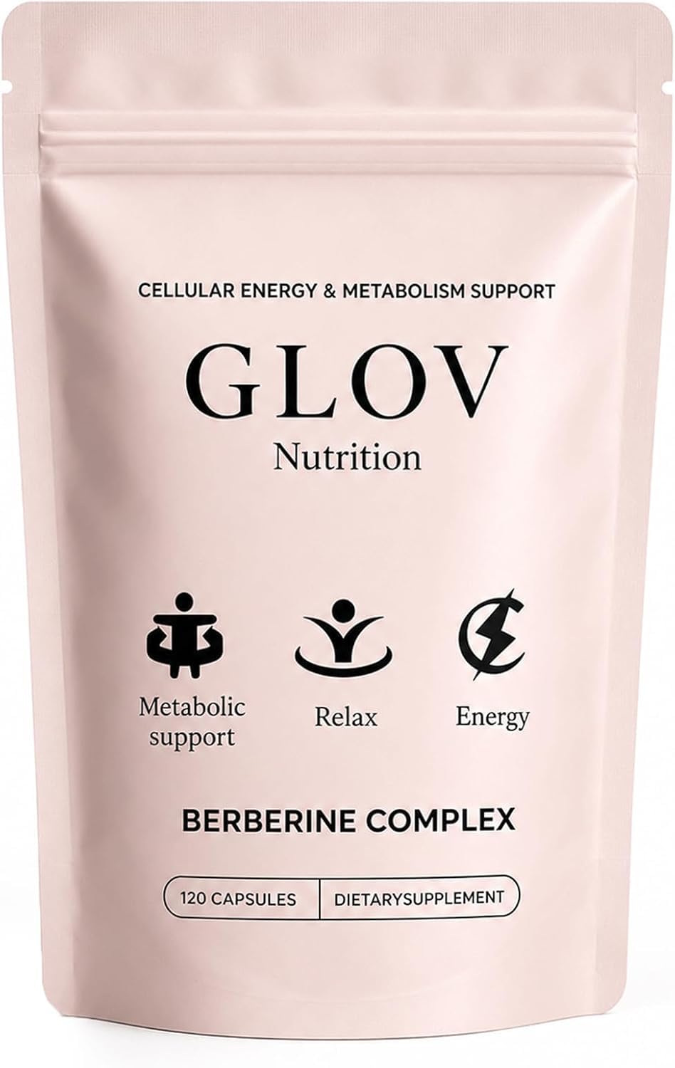 Glov Nutrition Berberine Complex Daily Botanical Supplement, Cellular Energy & Metabolism Support, 120 Capsules