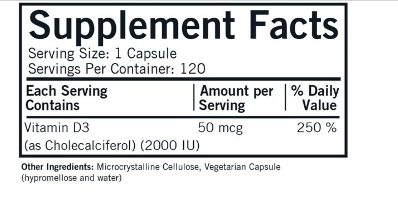 Kirkman Vitamin D-3 2000 IU, 120 Capsules