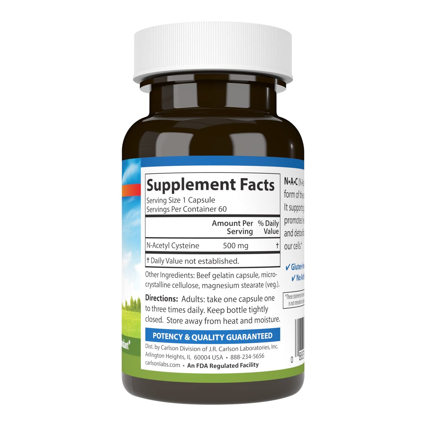 Carlson N-Acetyl Cysteine 500 mg, 60 Vegetarian Capsules