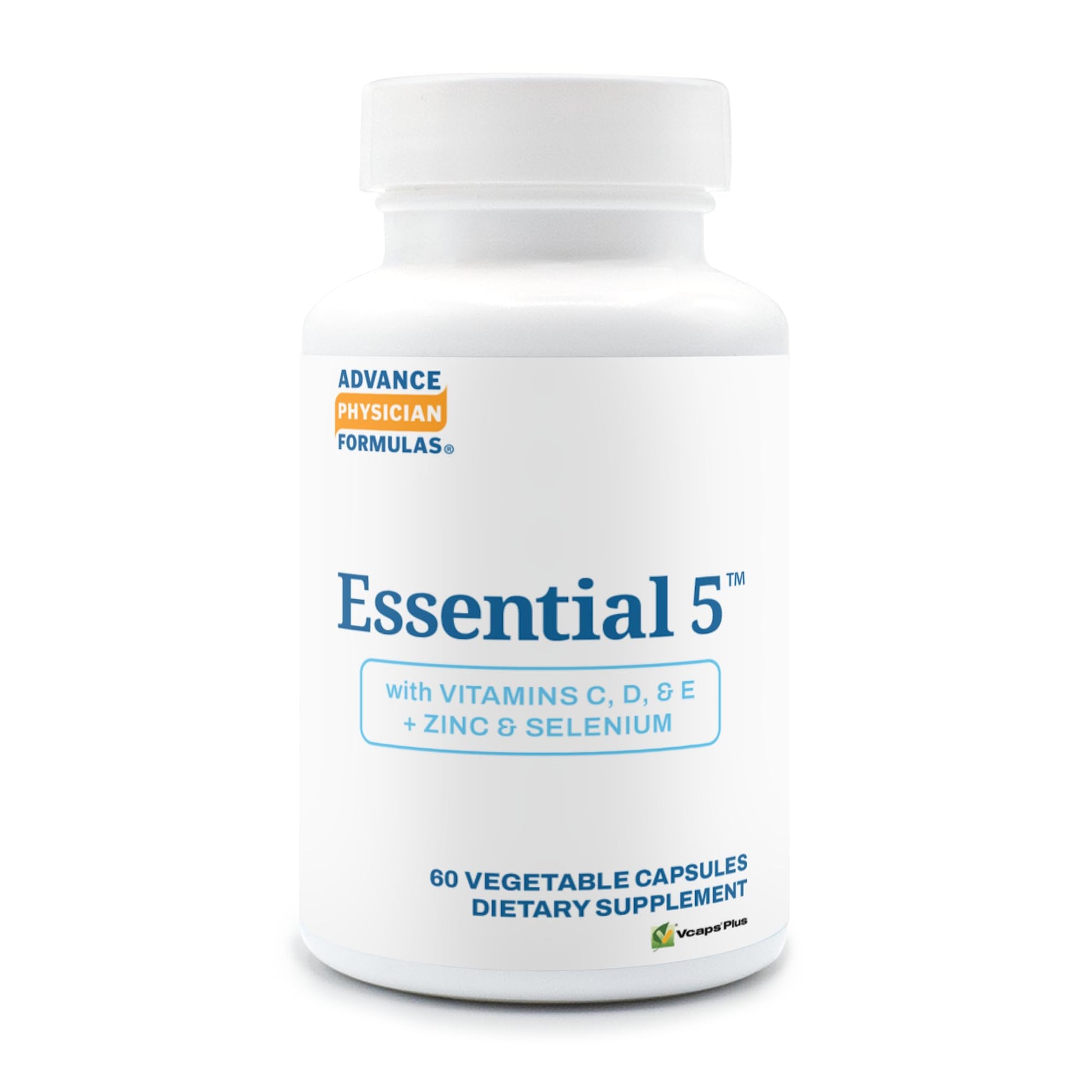Advance Physician Formulas Essential 5: Vitamins C, D, & E + Zinc & Selenium Vegetable Capsules, 60 Count