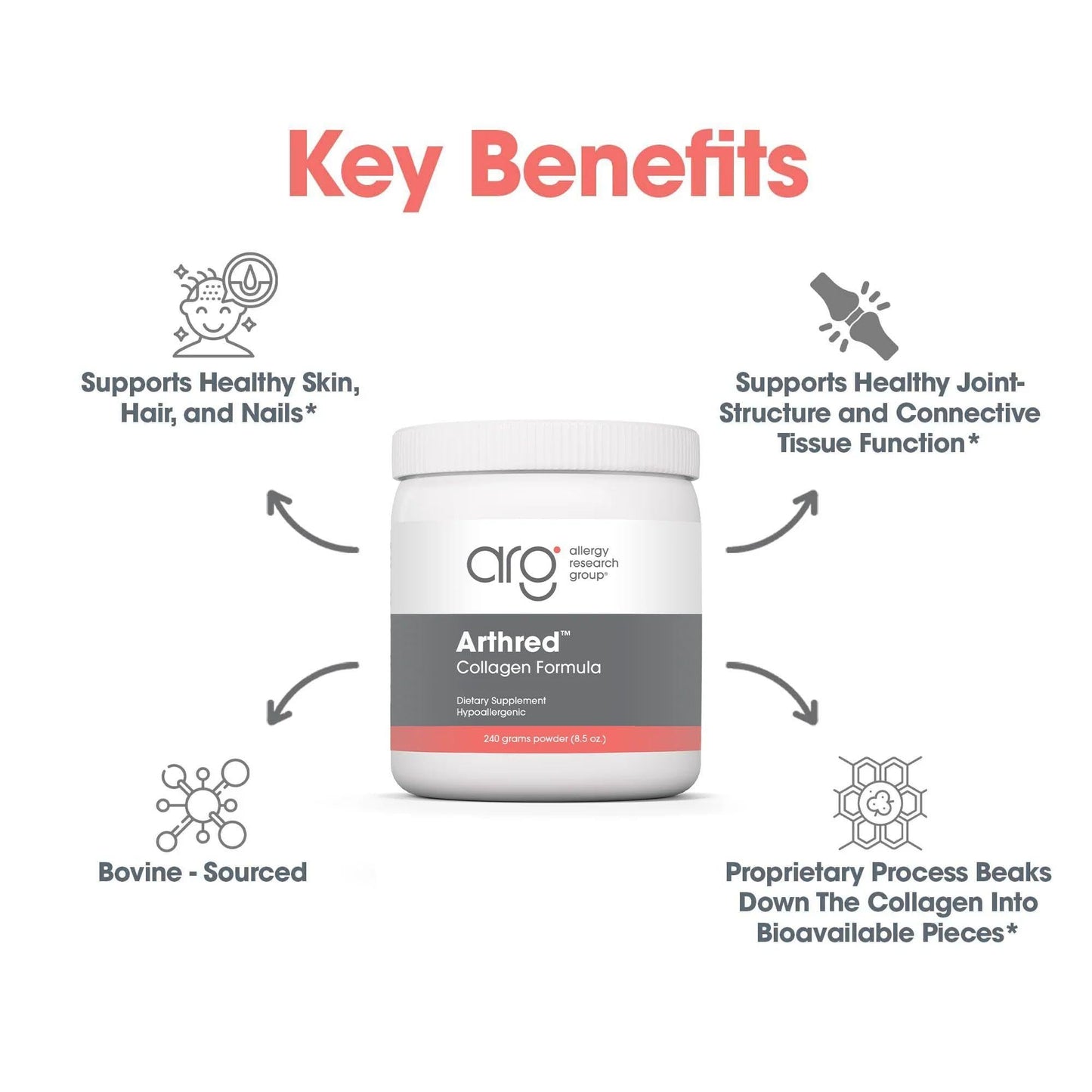 Allergy Research Group Arthred Collagen Powder 8.5 oz