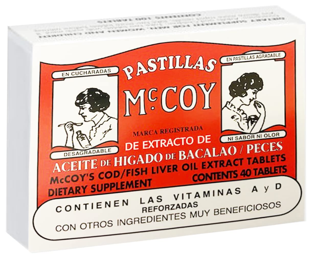 Pastillas McCoy Cod/Fish Liver Oil Extract Tablets, 40 Tablets