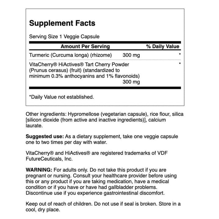 Swanson Hiactives Tart Cherry & Turmeric Veg Capsules, 120 Capsules