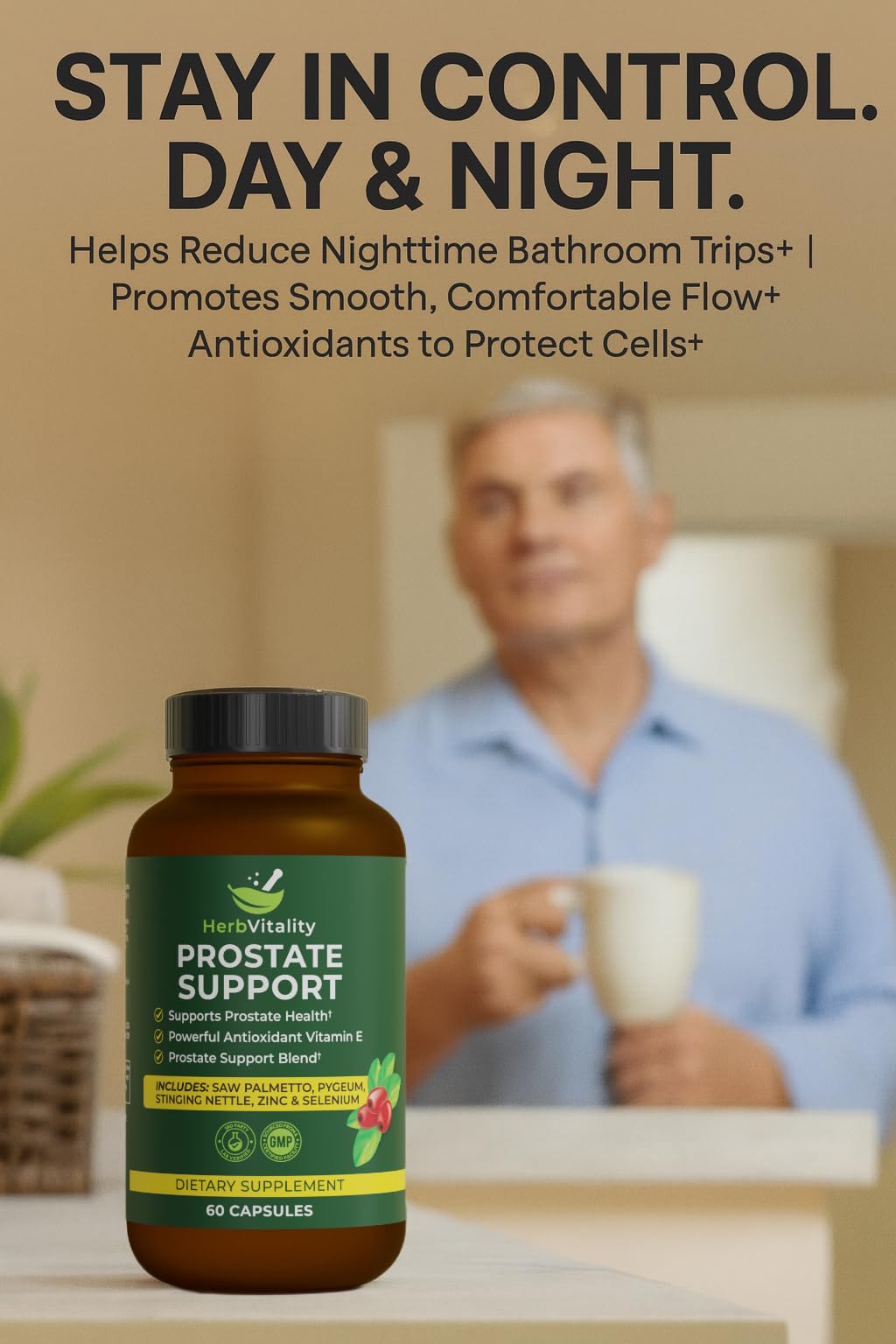 Herb Vitality Prostate Support Supplement Capsule, 60 Capsules