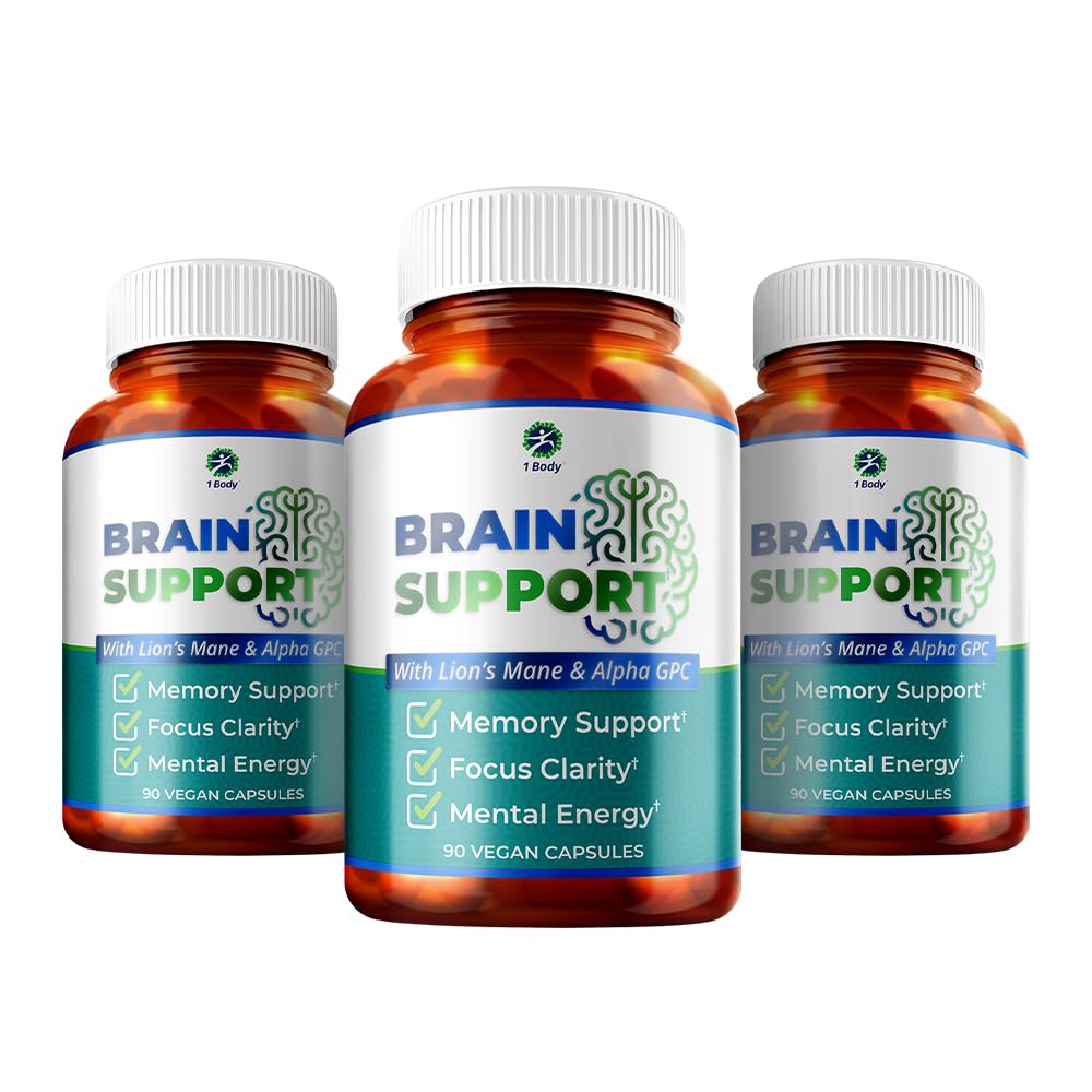 1 Body Brain Support Alpha GPC and Lion's Mane Extract, 270 Capsules