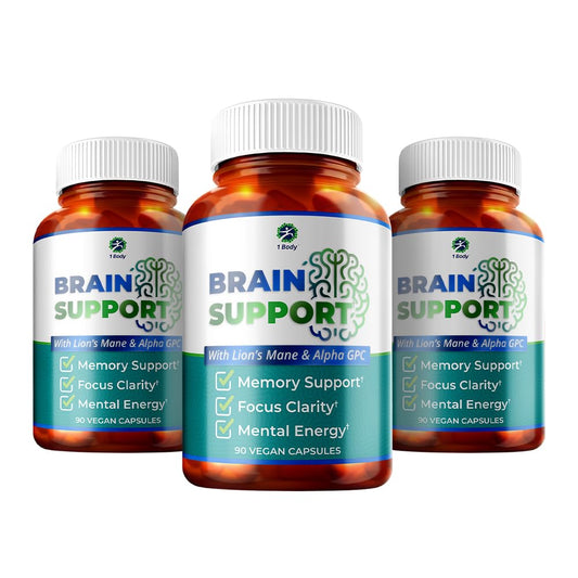 1 Body Brain Support Alpha GPC and Lion's Mane Extract, 270 Capsules