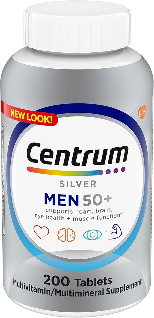 Centrum Silver Men Multivitamin / Multimineral Supplement Tablet, Vitamin D3, 200 Tablets