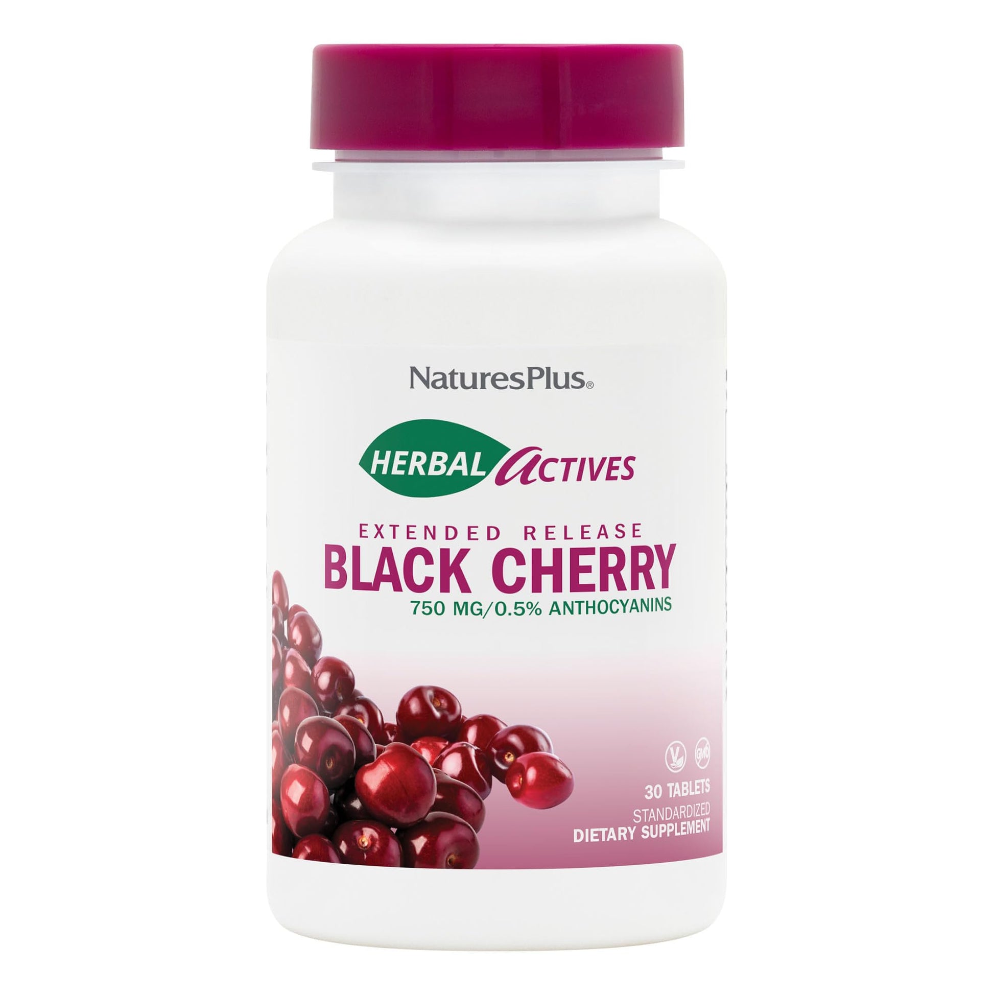 NaturesPlus Herbal Actives Black Cherry Tablets 30 Count