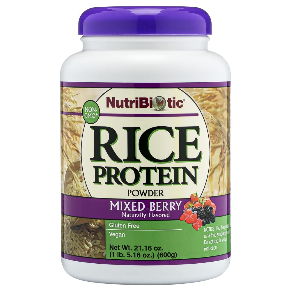 NutriBiotic Mixed Berry Brown Rice Protein Powder - Vegan - 600g, 21 Servings
