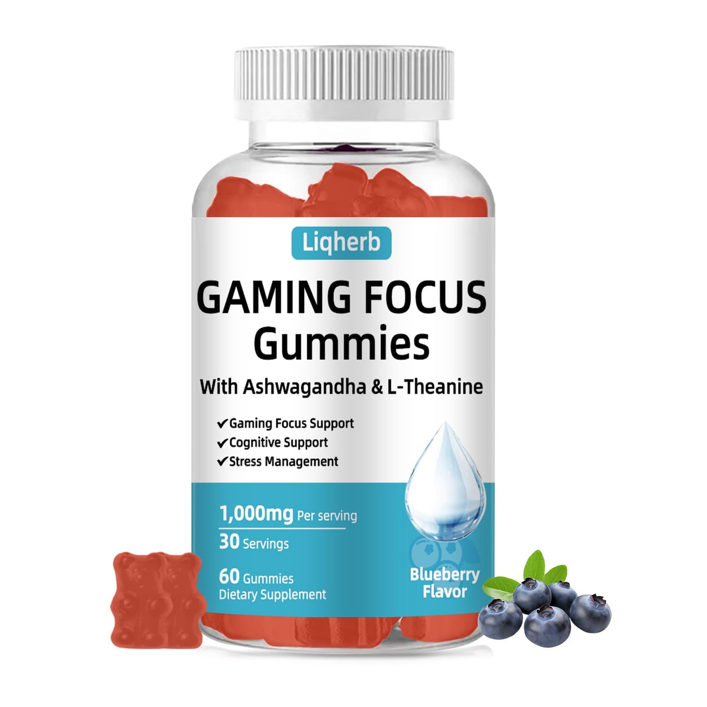 Liqherb Focus Gummy for Gaming, 60 Gummies