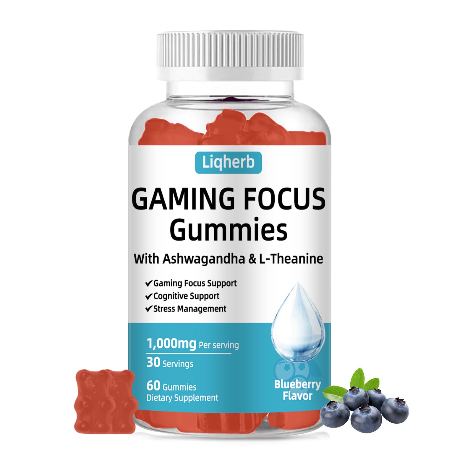 Liqherb Focus Gummy for Gaming, 60 Gummies