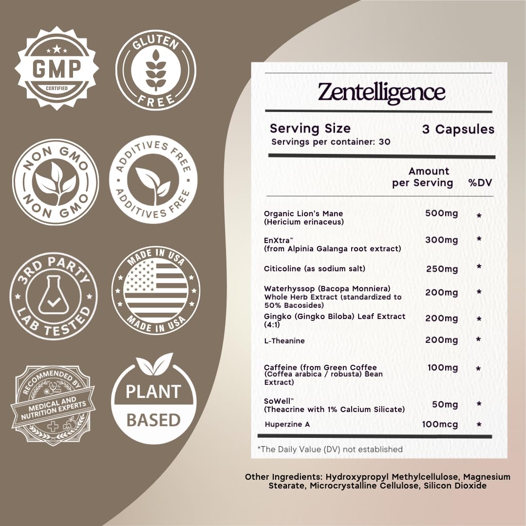 Zen Principle Zentelligence Focus Nootropic Supplement Capsule 90 Capsules