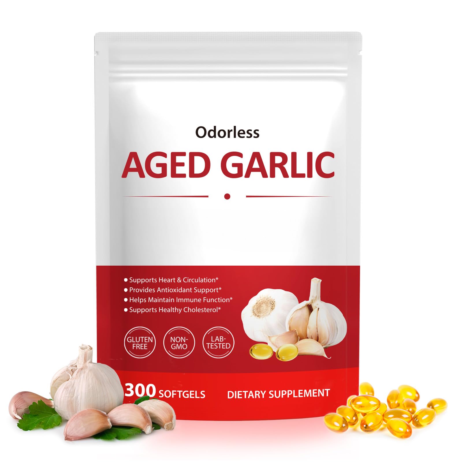 KITNOBLIS Aged Garlic Extract Capsules, 300 Capsules