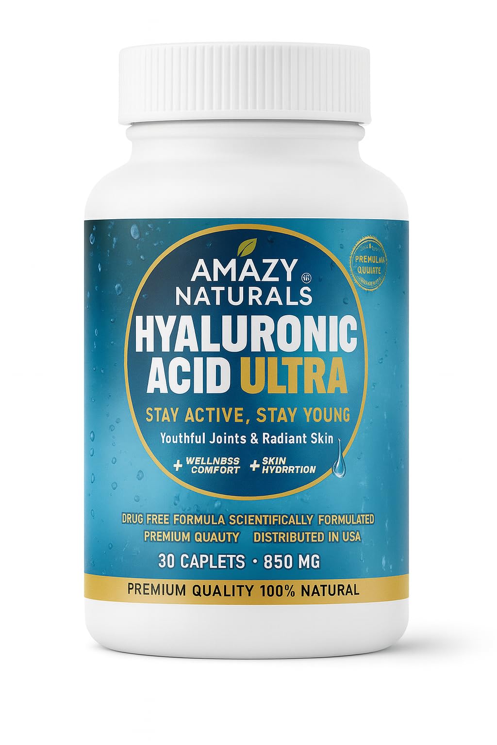 Amazy Naturals Hyaluronic Acid Ultra 850mg Capsules 30 Count