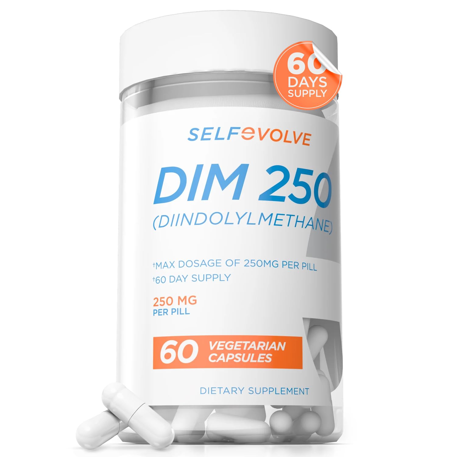 selfevolve DIM Supplement 250 mg with BioPerine, Estrogen Balance & Hormone Balance for Women & Men, Capsule, 60 Capsules