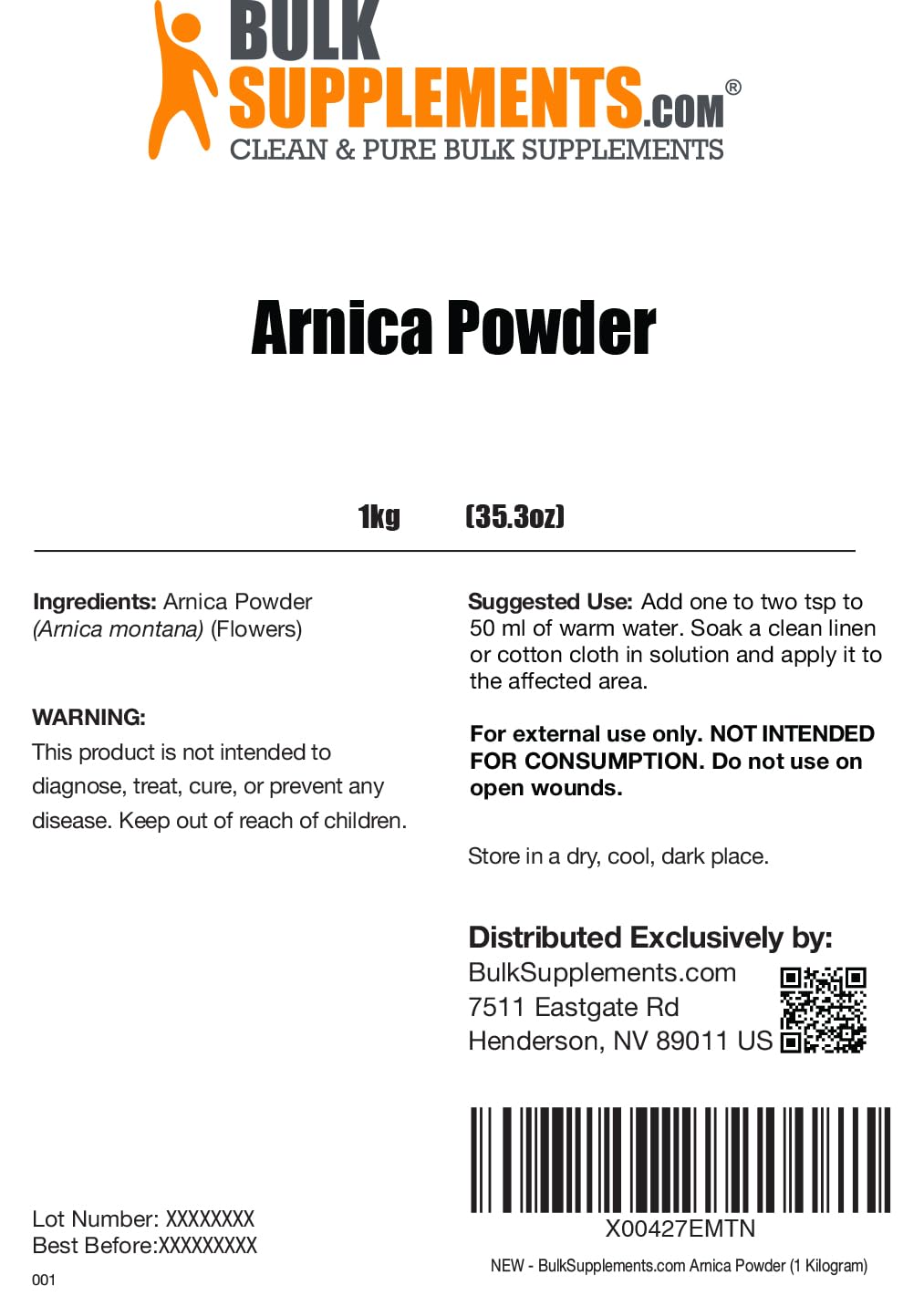 BulkSupplements Arnica Montana Powder 35.27 Ounces