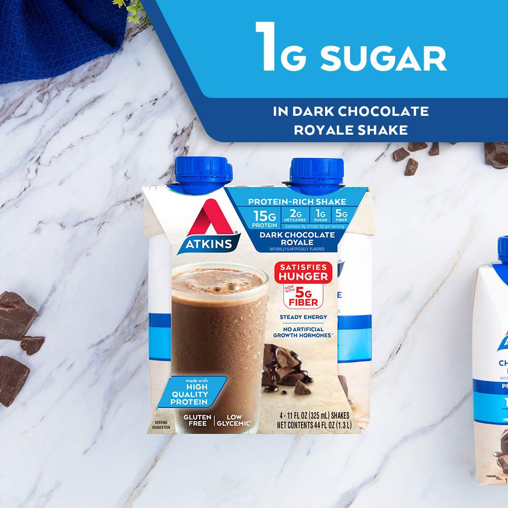 Atkins Gluten Free Protein-Rich Shake, Dark Chocolate Royale, Keto-Friendly, Bottle, 88 Fl Oz