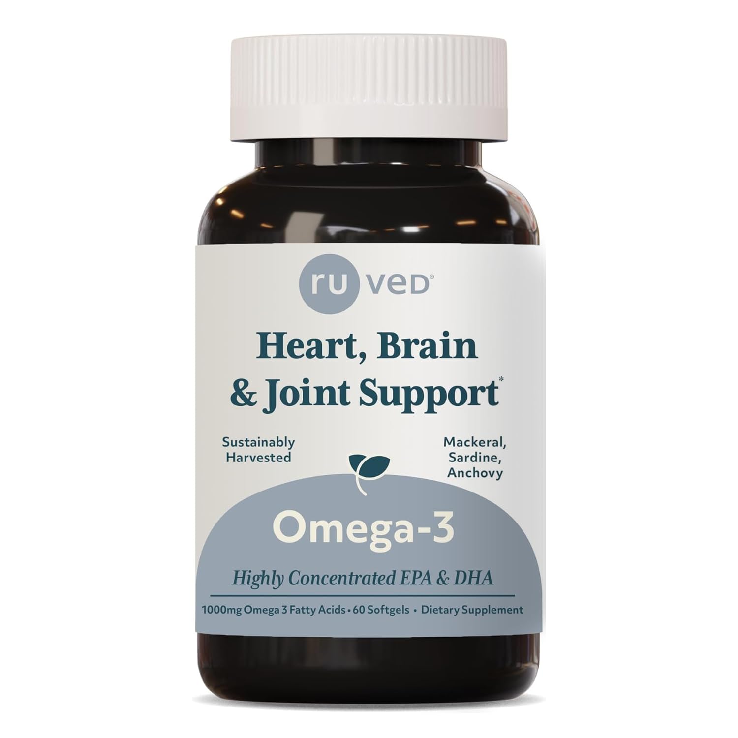 R-U VED Omega-3 Fish Oil 1000mg EPA & DHA Softgels, 60 Count