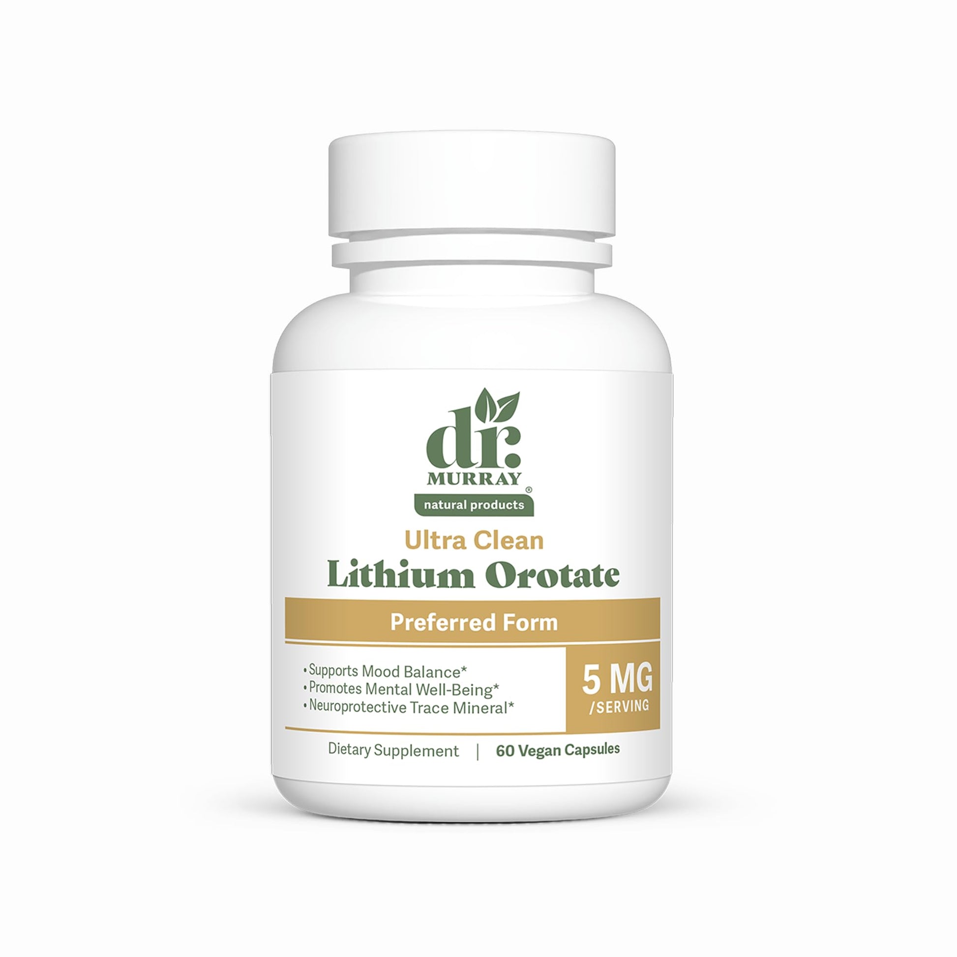 Dr. Murray Natural Products Lithium Orotate 5mg Supplement Capsule 60 Count