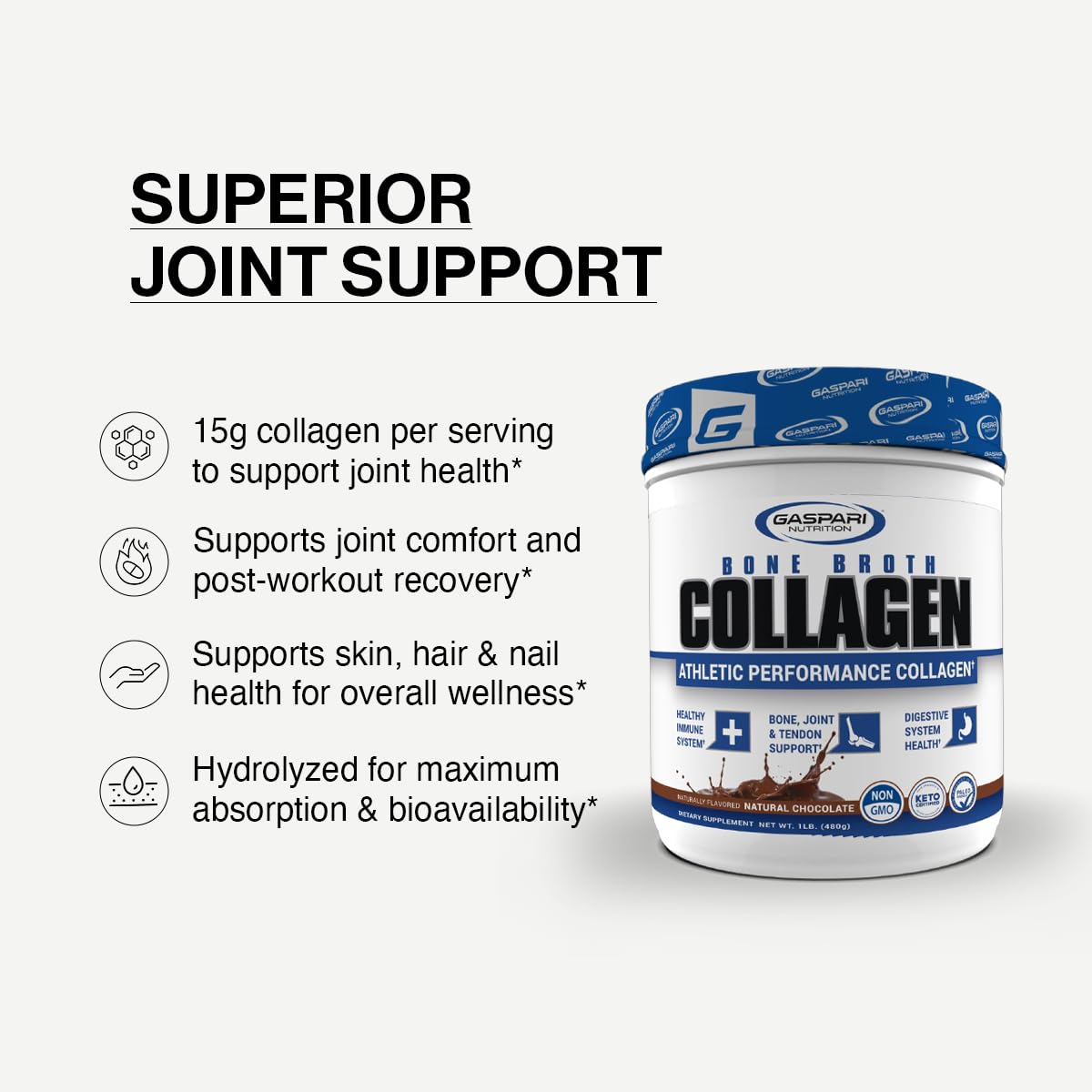Gaspari Nutrition Bone Broth Athletic Performance Collagen Powder 16.9