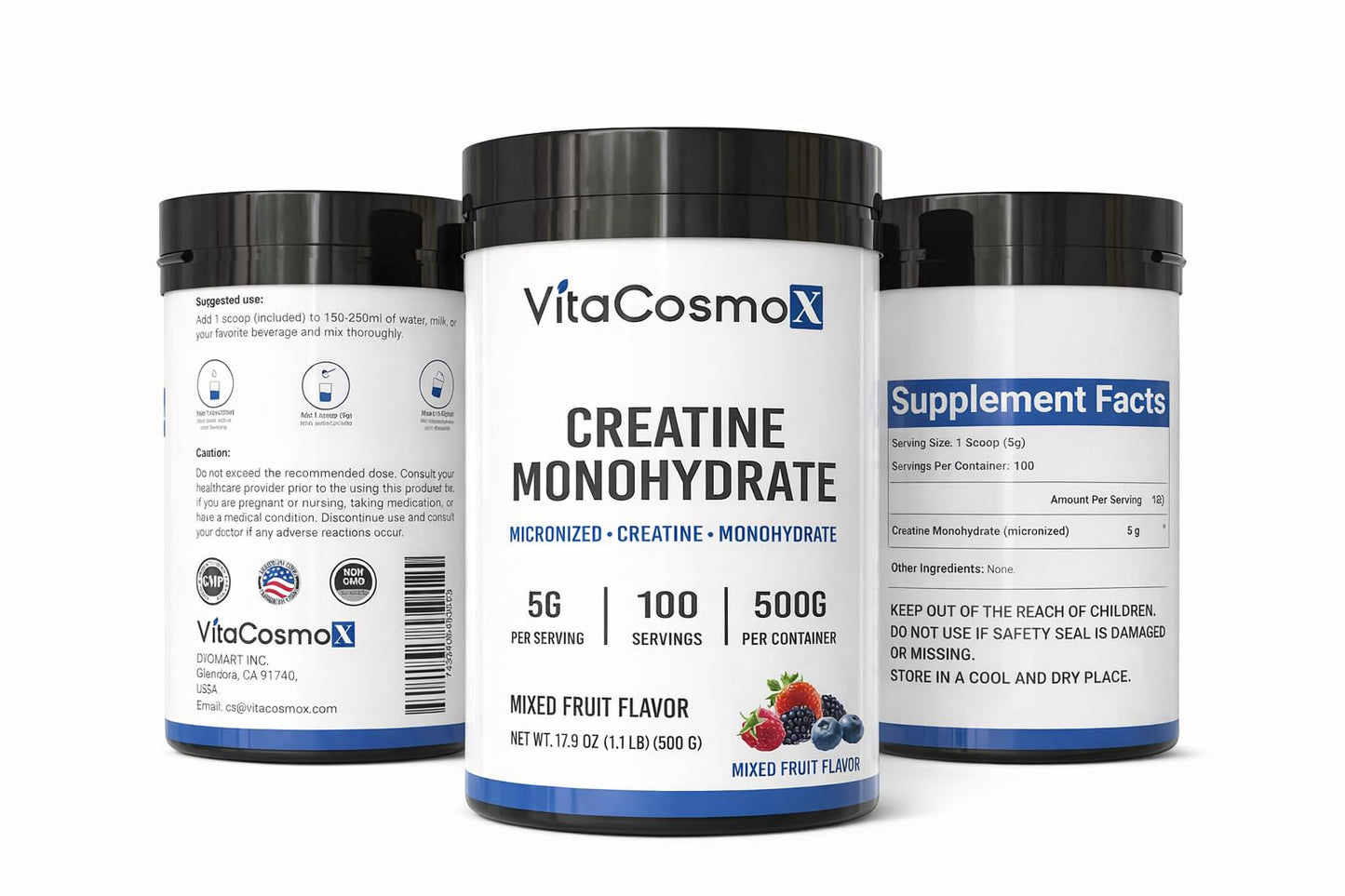 VitaCosmoX Creatine Monohydrate Micronized Powder, 17.9 oz