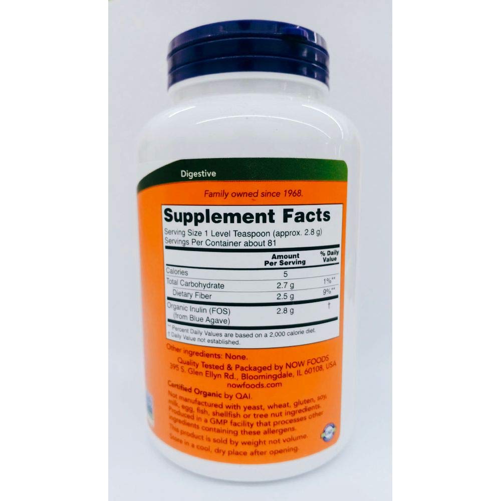 NOW Foods Inulin Prebiotic FOS Powder, 16 Ounces