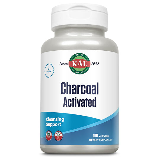 KAL Activated Coconut Shell Charcoal 280mg Capsule, 100 Count