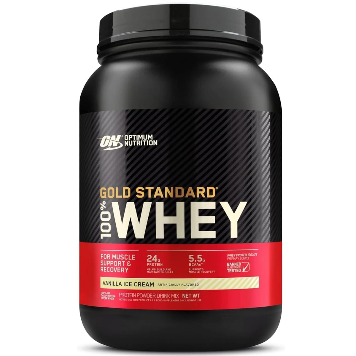 Optimum Nutrition 100% Whey Gold Standard Vanilla Ice Cream Powder, 2 Pound, 32 Servings