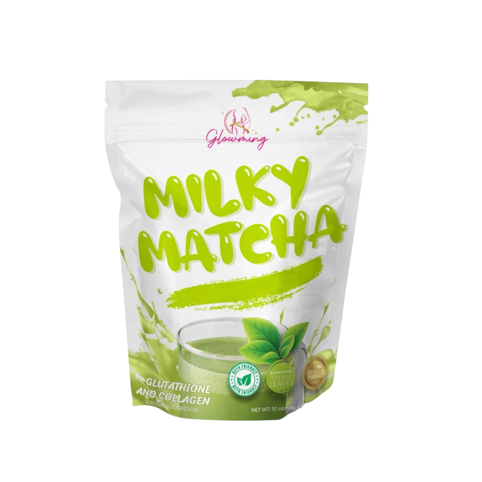 Generic Glowming Milky Matcha Glutathione and Collagen Drink Powder, 7 Sachets