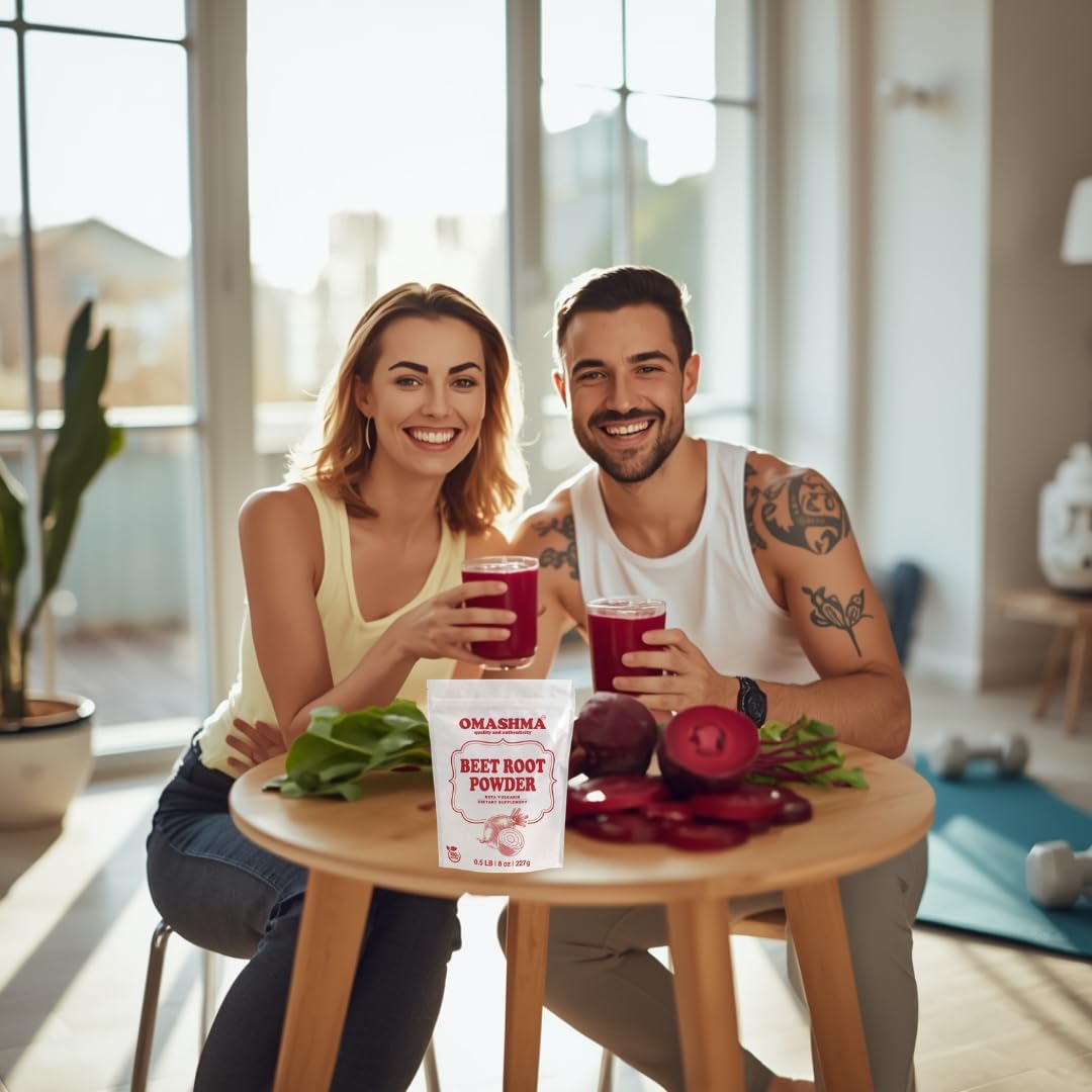 OMASHMA Organic Beet Root Powder Nitric Oxide Supplement for Heart Health, Vegan Beet Juice Superfood, Gluten Free Non-GMO, 8 Ounce