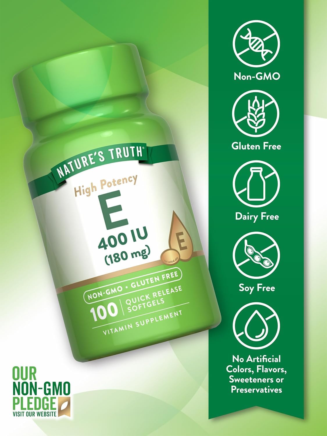 Nature's Truth Vitamin E 400 Complex with Natural D-Alpha Softgels, 300 Count