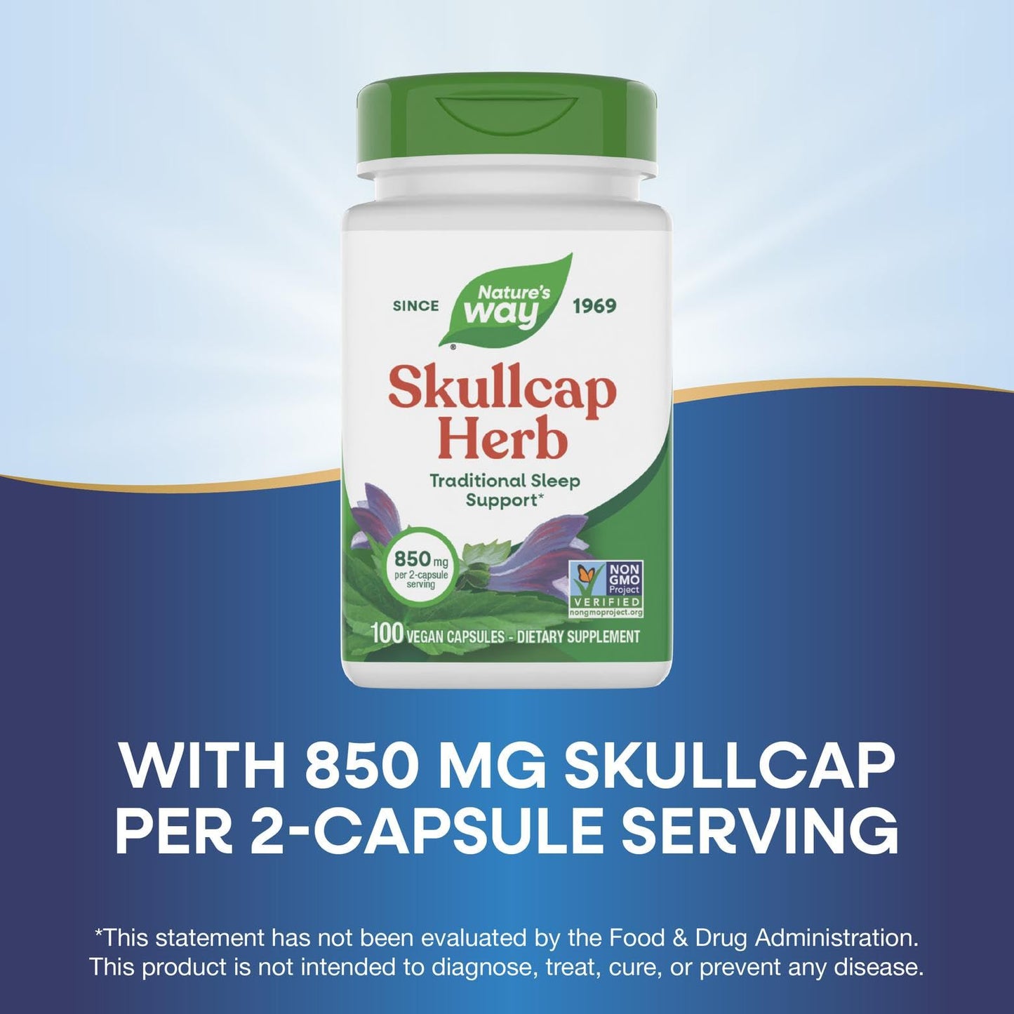 Nature's Way Skullcap Herb Capsule, 100 Capsules