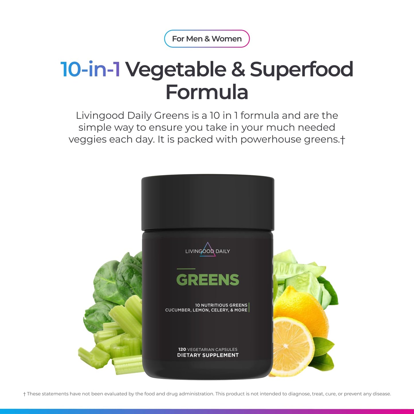 Livingood Daily Greens Capsules, 120 Count