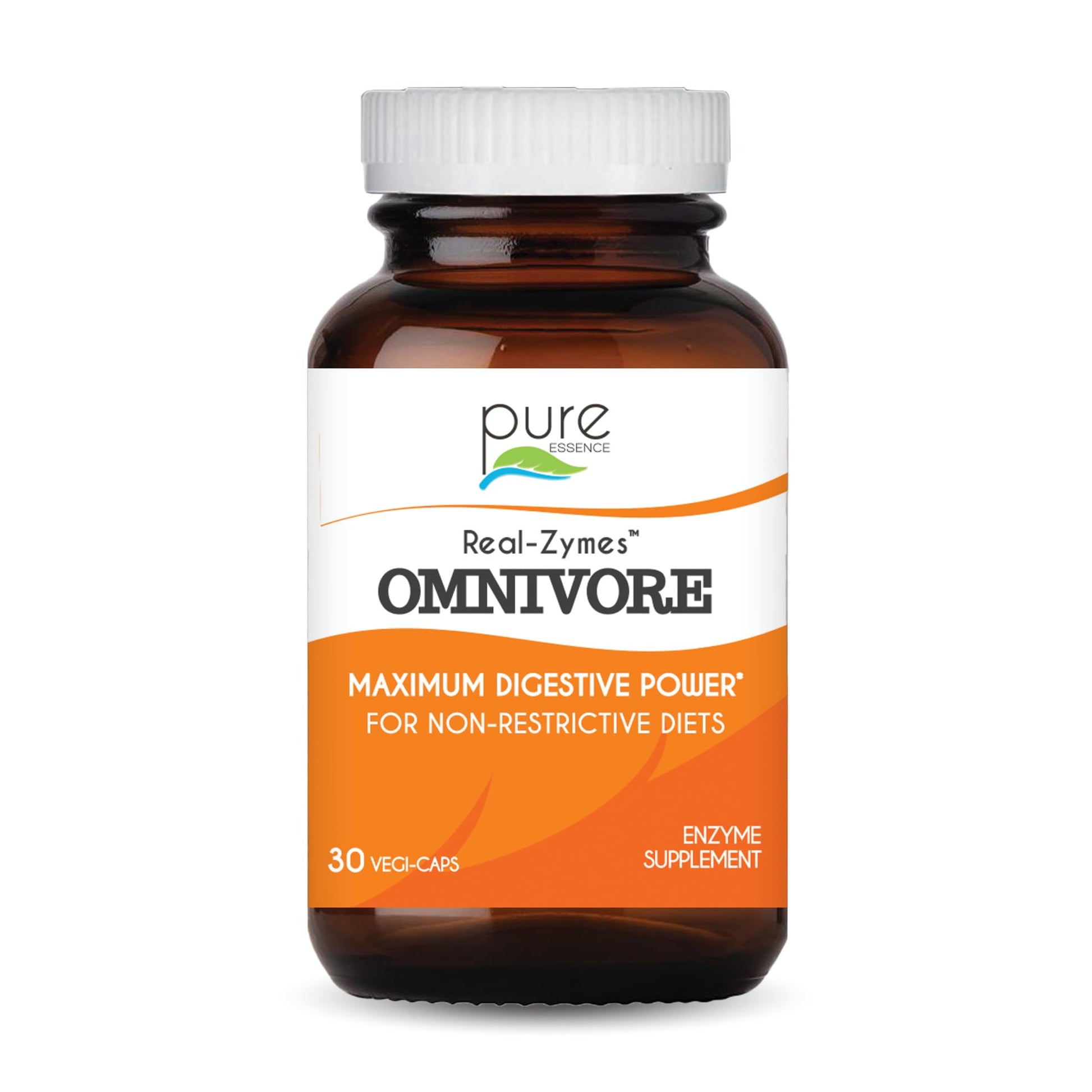 Pure Essence Labs Real-Zymes OMNIVORE Digestive Enzymes Supplement with Probiotics for Better Digestion - Natural Support for Relief of Bloating, Gas, Belching, Diarrhea, Constipation, IBS, etc. - 30 Capsules