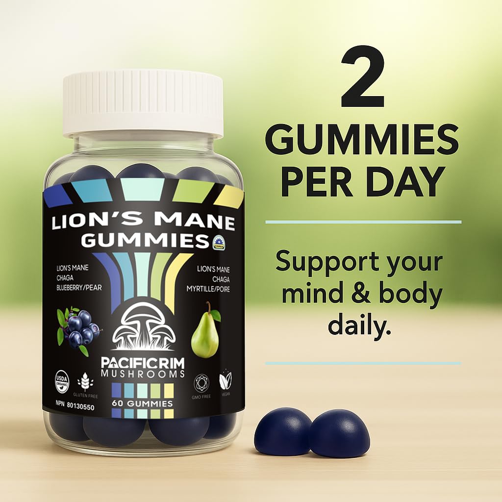 Pacific Rim Mushrooms Lion’s Mane + Chaga Performance Gummies 60 Gummies