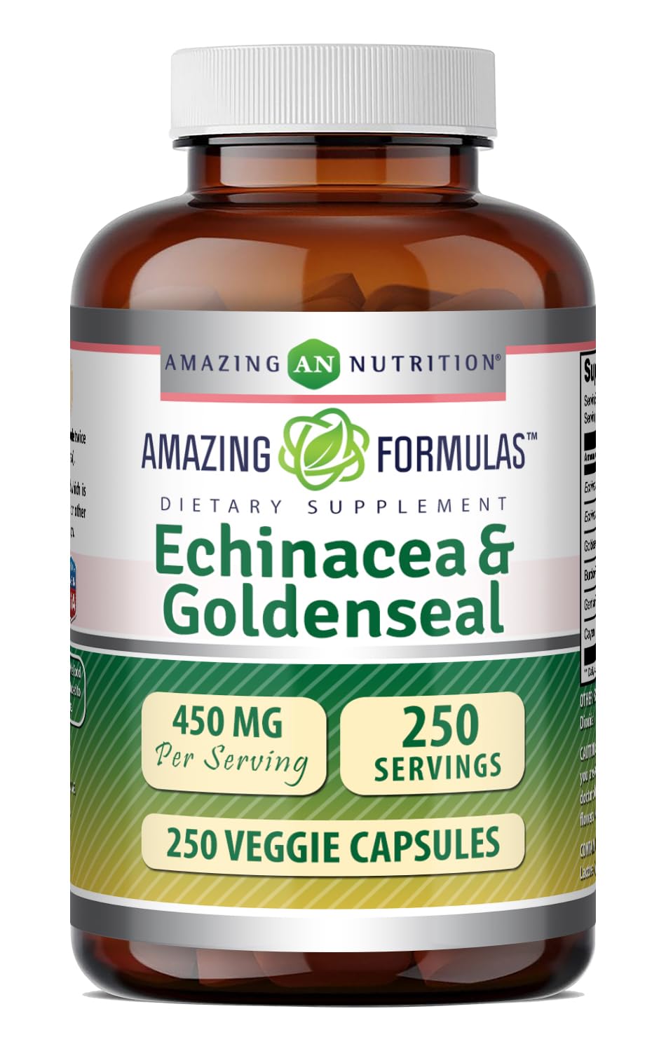 Amazing Nutrition Echinacea with Goldenseal Supplement Capsules 250 Count