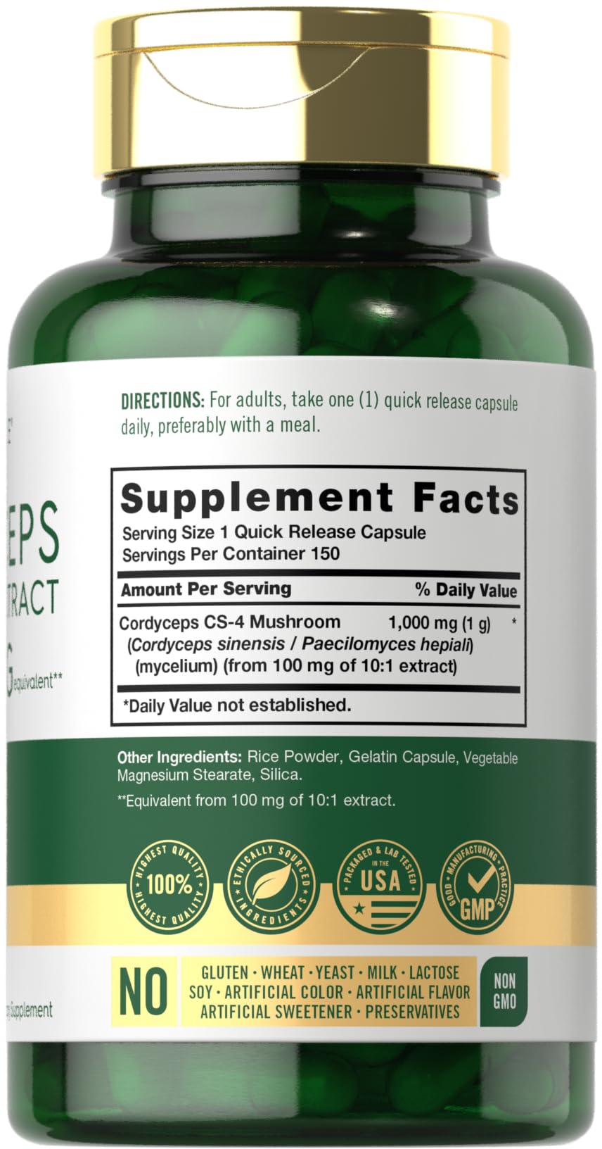 Carlyle Cordyceps Mushroom Capsules 150 Count