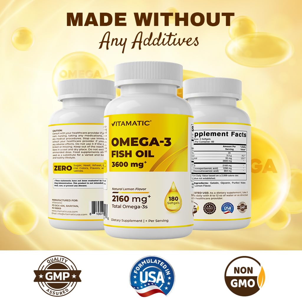 Vitamatic Triple Strength Omega-3 Fish Oil Softgels, 180 Count