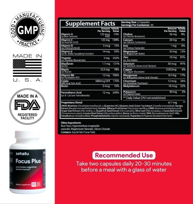 SEHATU Focus Plus Cognitive Performance Enhancer Capsule 60 Count