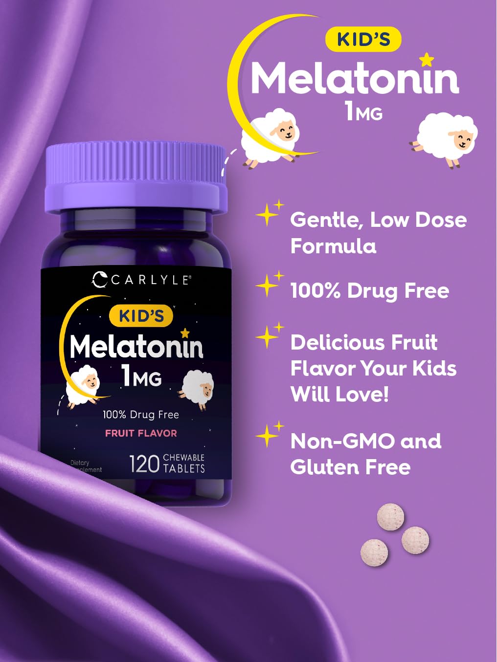 Carlyle Kids Melatonin 1mg Chewable Tablets 120