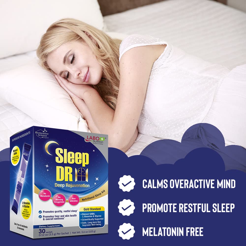 LABO Nutrition Sleep DR Natural GABA L-Theanine Melatonin-Free Sleep Aid Powder 3.6 Ounce