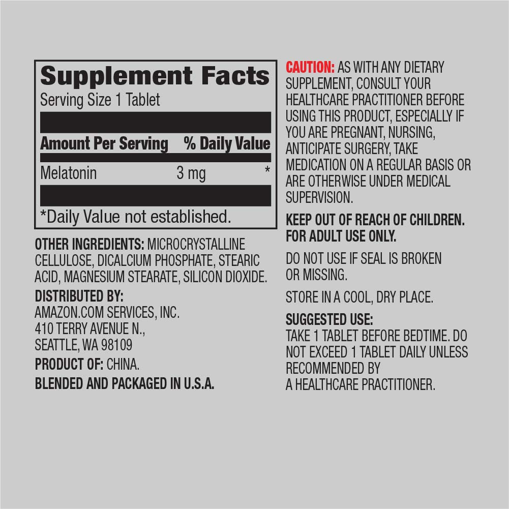 Amazon Elements Melatonin 3mg Tablet, 260 Tablets