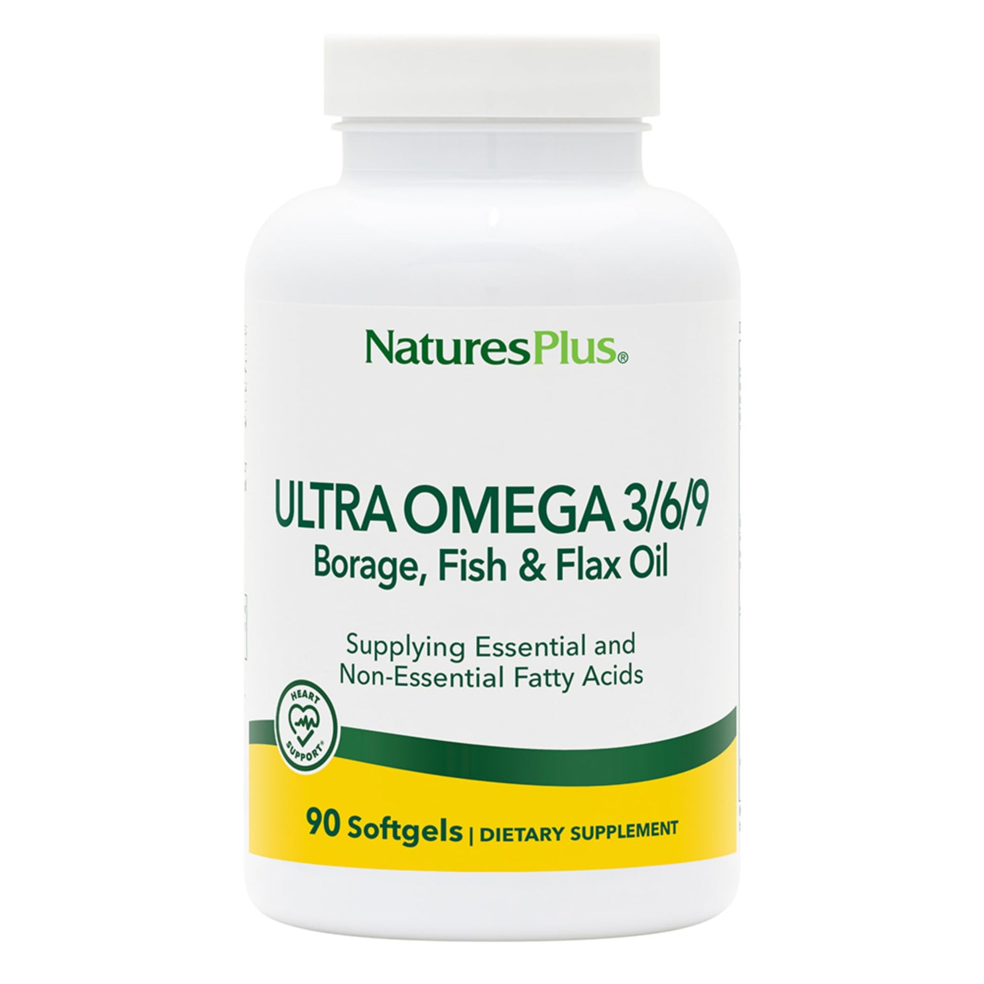 NaturesPlus Ultra Omega 3/6/9 - Borage, Fish & Flax Oil Supplement, 90 Softgels
