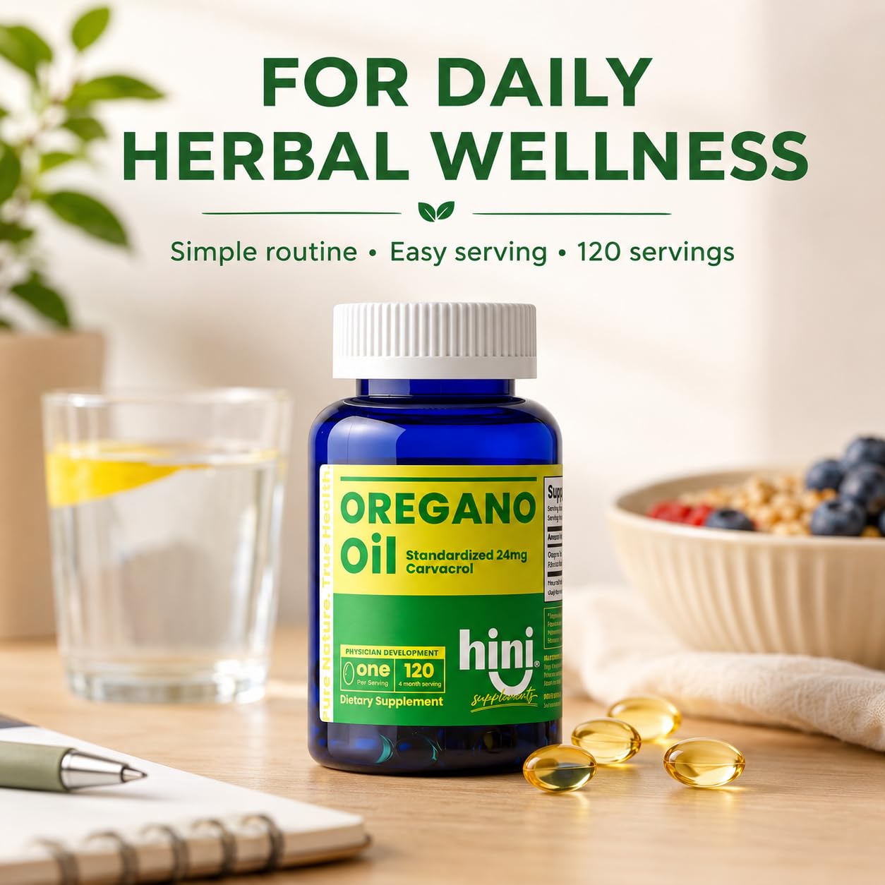 HINI Oregano Oil Softgels, 120 Servings