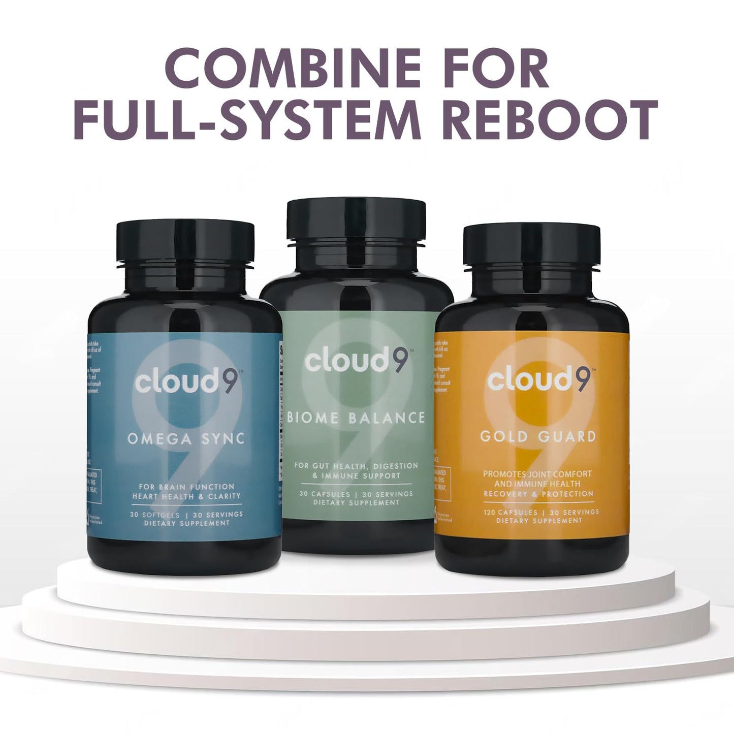 CLOUD9 BY REBOUND Omega Sync – Triple Strength Omega 3 Fish Oil with EPA & DHA – Heart, Brain & Mood Support – Lemon Flavor Burpless Capsules, 30 Count