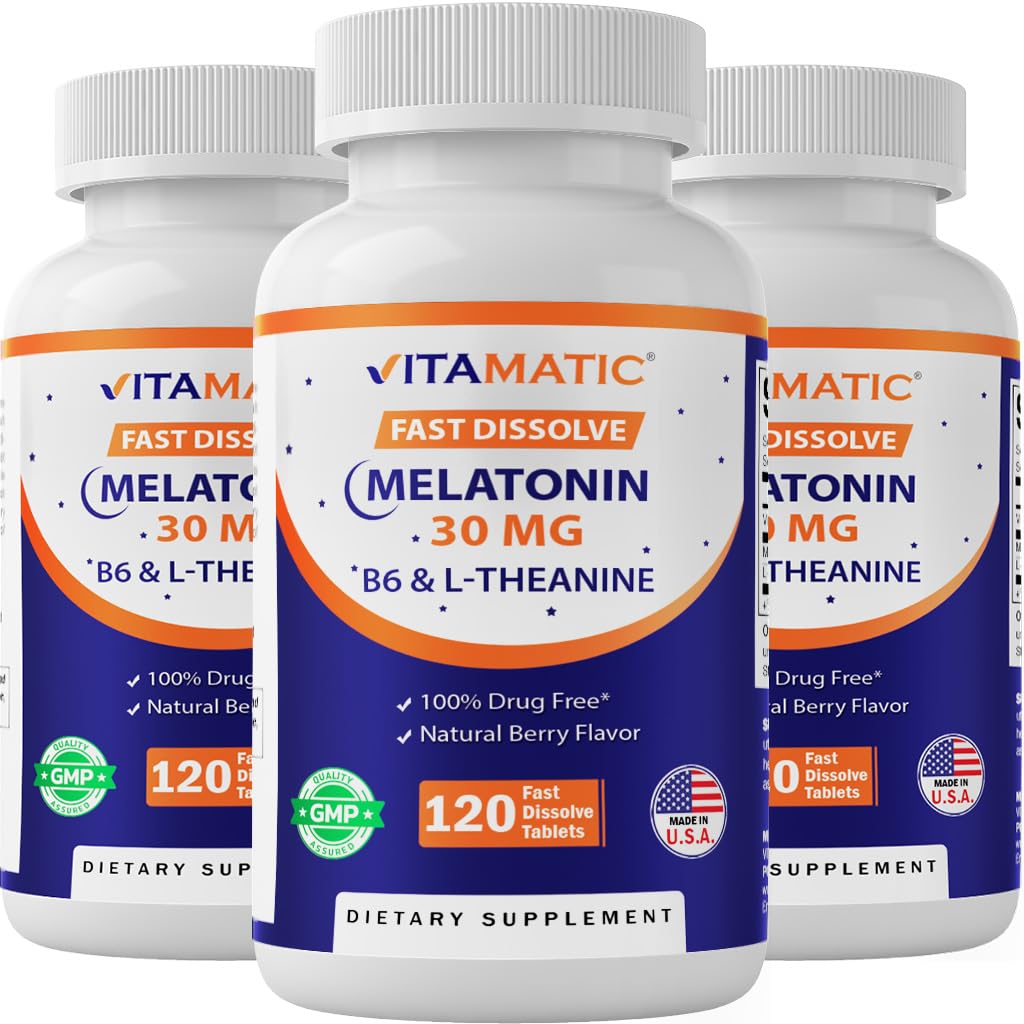 Vitamatic Melatonin 30 mg with B6 & L-Theanine Tablets, 360 Tablets