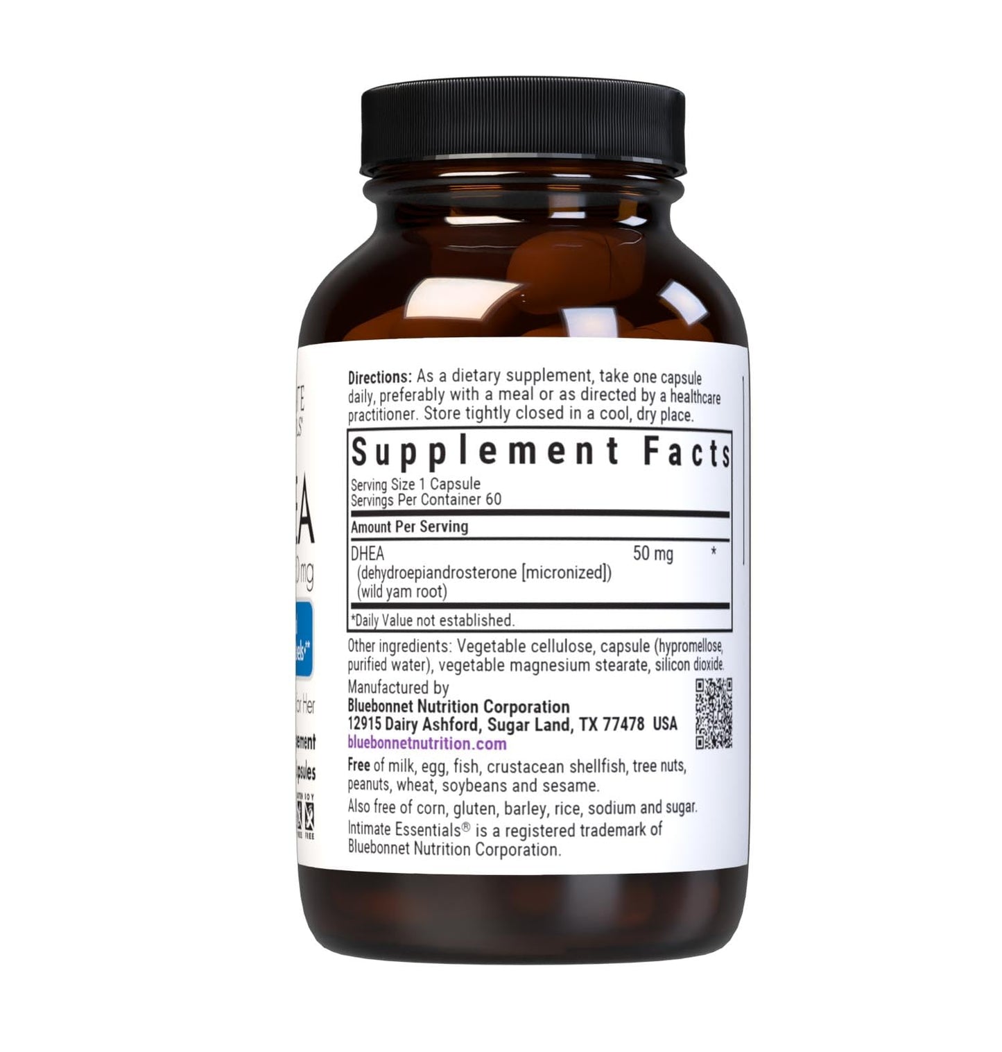 BlueBonnet Intimate Essentials DHEA 50 mg Capsules, 60 Capsules