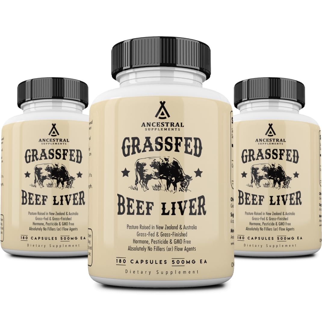 Ancestral Supplements Grass Fed Beef Liver Capsule, 3-Pack