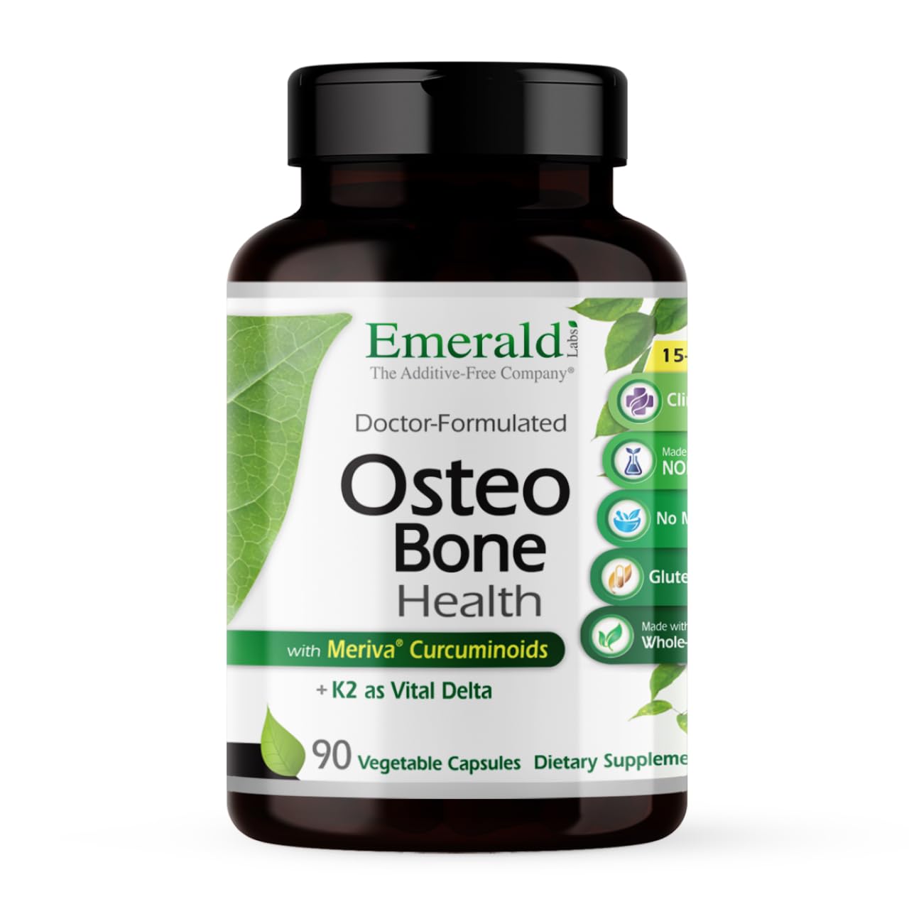 EMERALD LABS Osteo Bone Health - Immune Support & Bone & Joint Supplement with Vitamin D3, K2, Calcium, Magnesium, OptiMSM, Meriva Phytosome & More, 90 Capsules